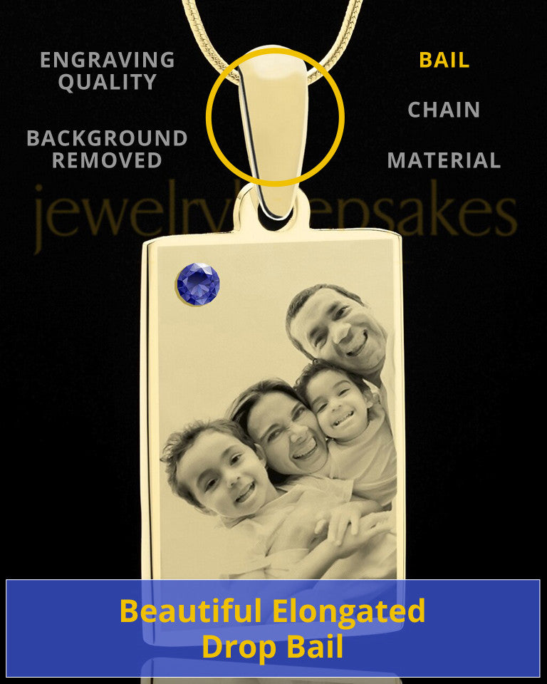 September Rectangle Gold Plated Photo Engraved Pendant