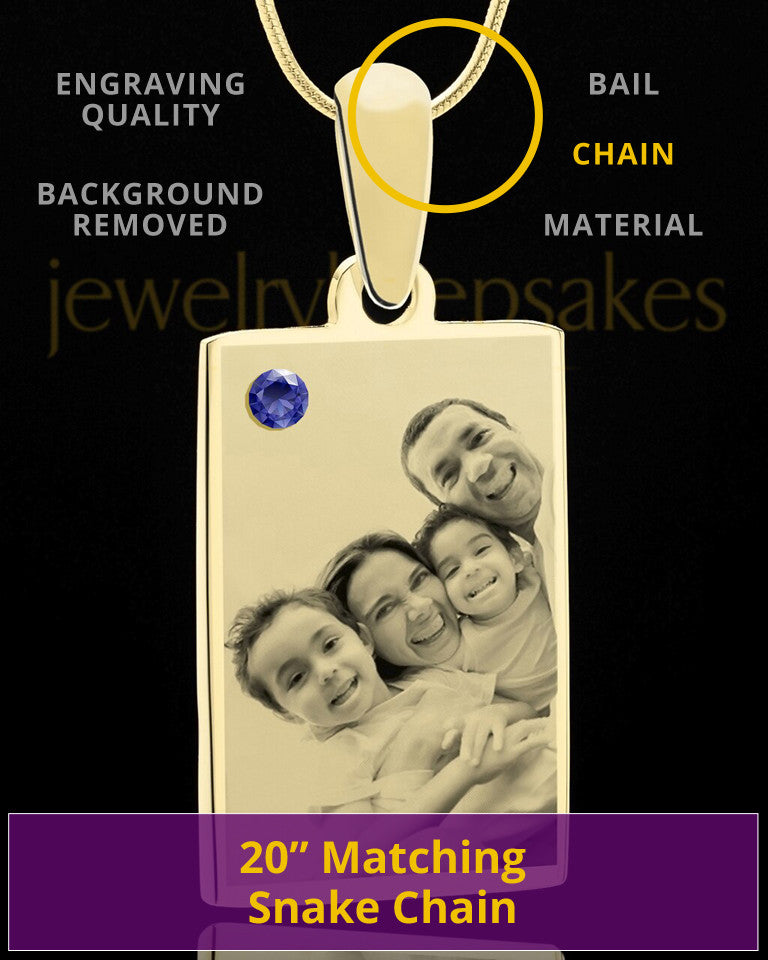 September Rectangle Gold Plated Photo Engraved Pendant