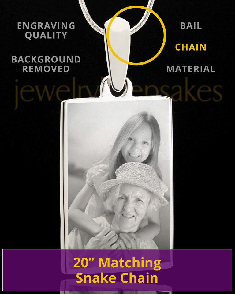Custom Photo Engraved Rectangle Pendant Necklace Stainless Steel