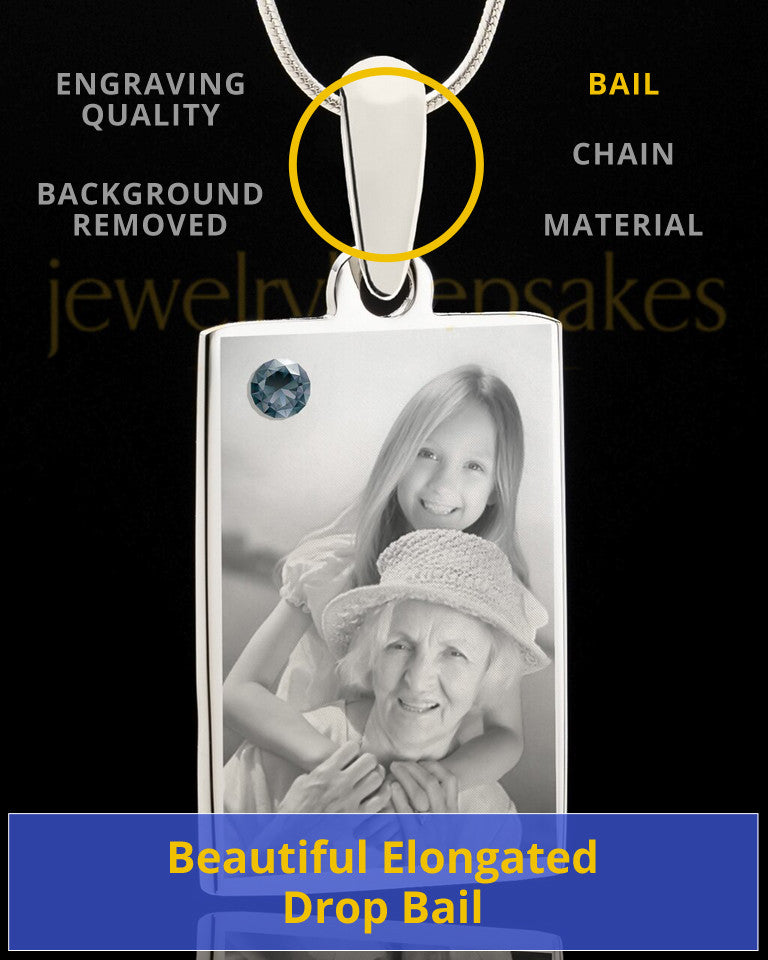 Photo Engraved December Birthstone Rectangle Pendant