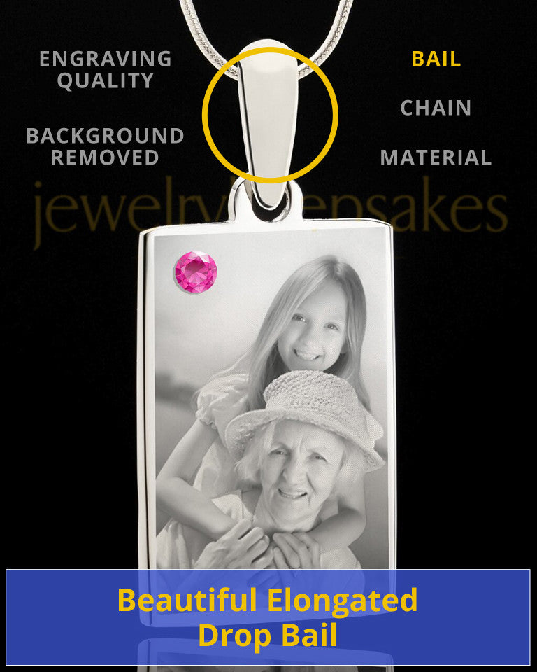 Photo Engraved October Birthstone Rectangle Pendant