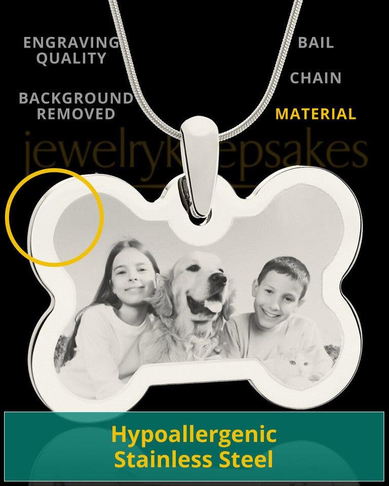 Photo Engraved Bone Pet Pendant Silver Plated