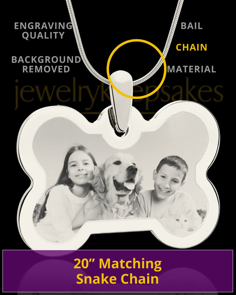 Photo Engraved Bone Pet Pendant Silver Plated