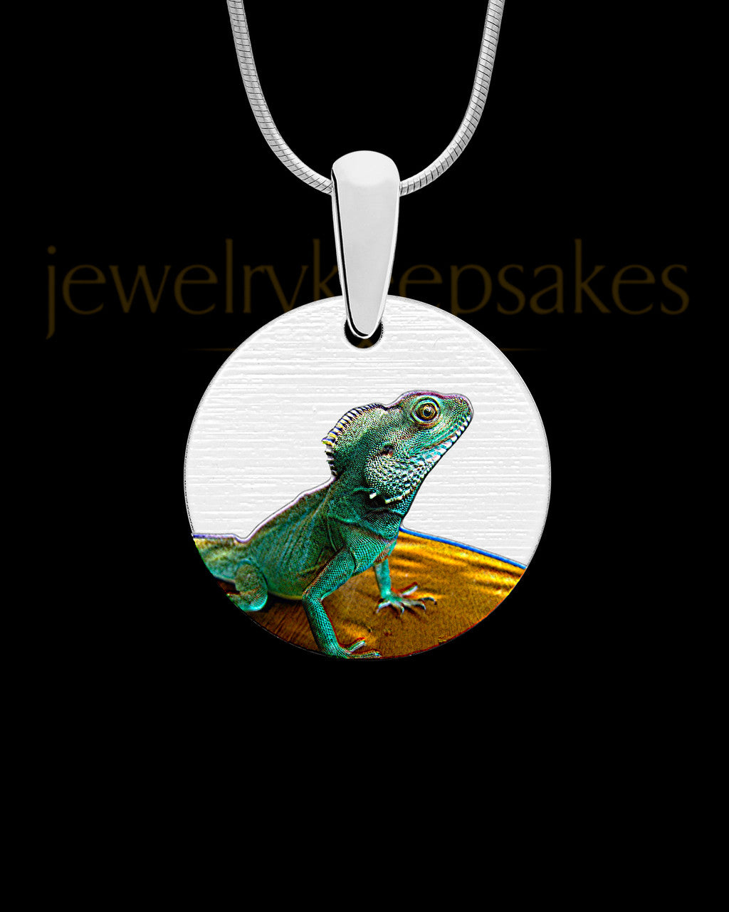 Photo Engraved Pet Full Color Round Pendant Stainless Steel