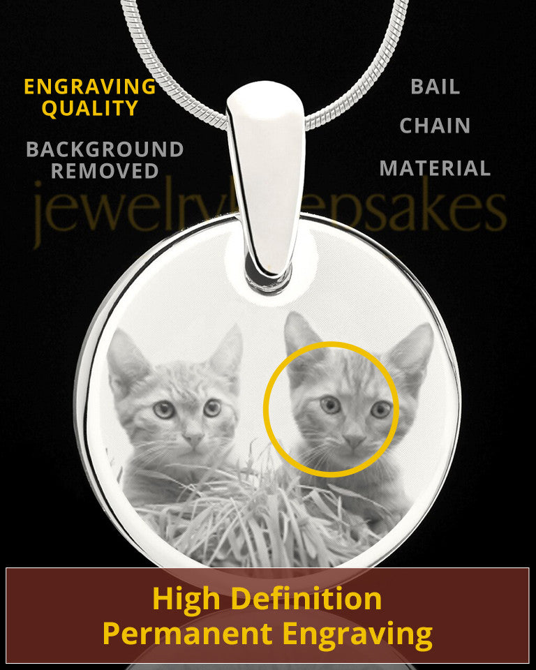 Photo Engraved Round Pet Pendant Stainless Steel