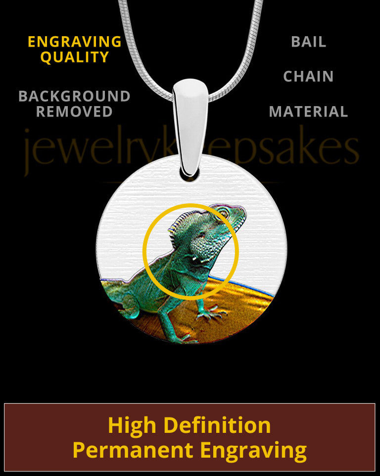 Photo Engraved Pet Full Color Round Pendant Stainless Steel