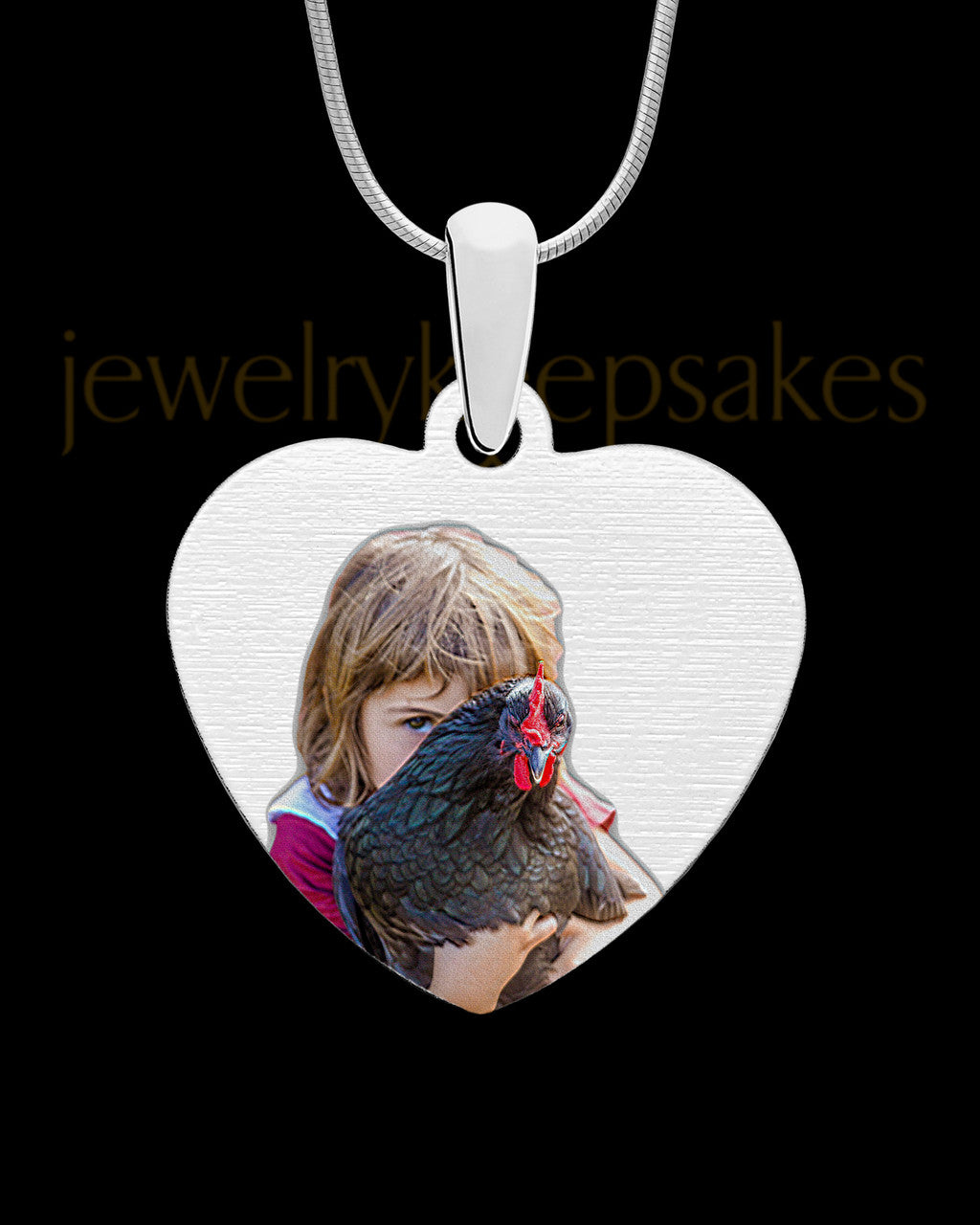 Full Color Heart Photo Engraved Pet Pendant Stainless Steel