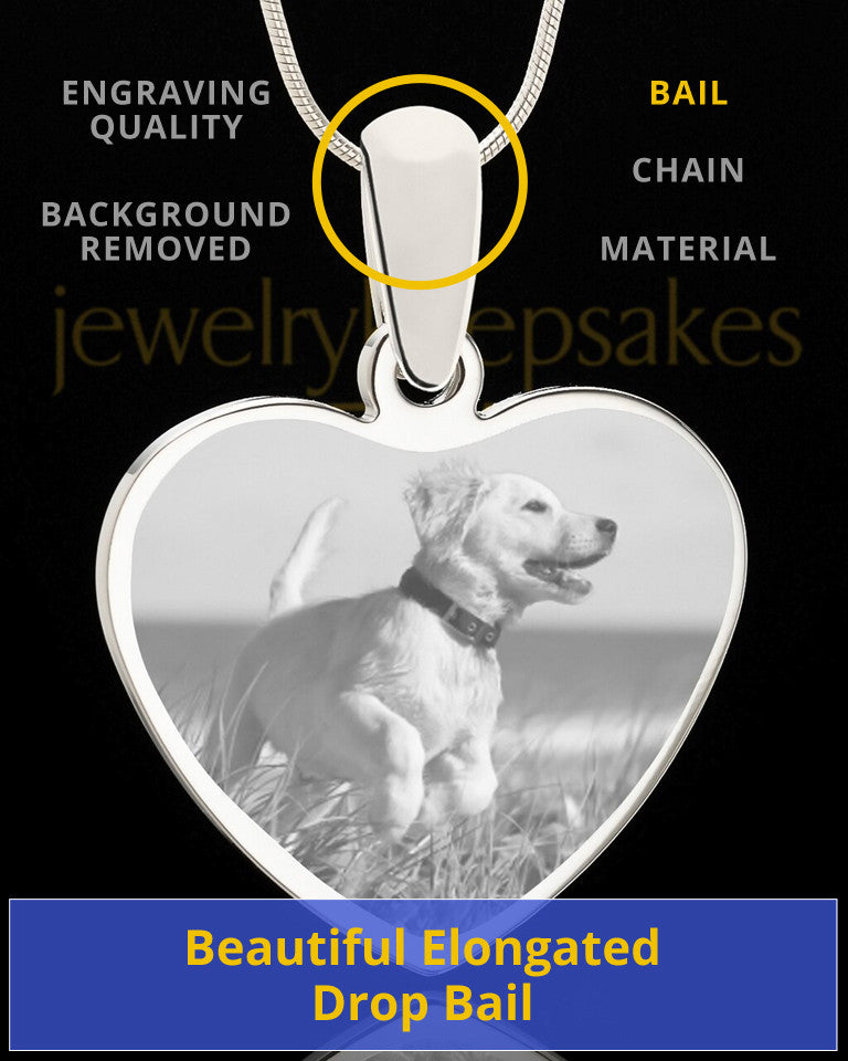 Photo Engraved Heart Pet Pendant Stainless Steel