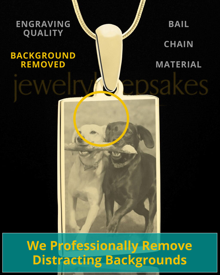 Photo Engraved Rectangle Pet Pendant Gold Plated over Stainless Steel