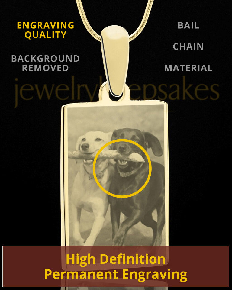 Photo Engraved Rectangle Pet Pendant Gold Plated over Stainless Steel