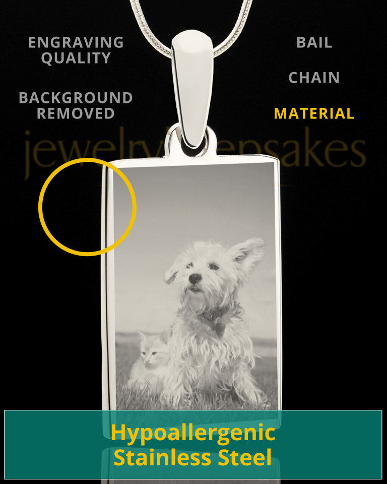 Photo Engraved Rectangle Pet Pendant Stainless Steel
