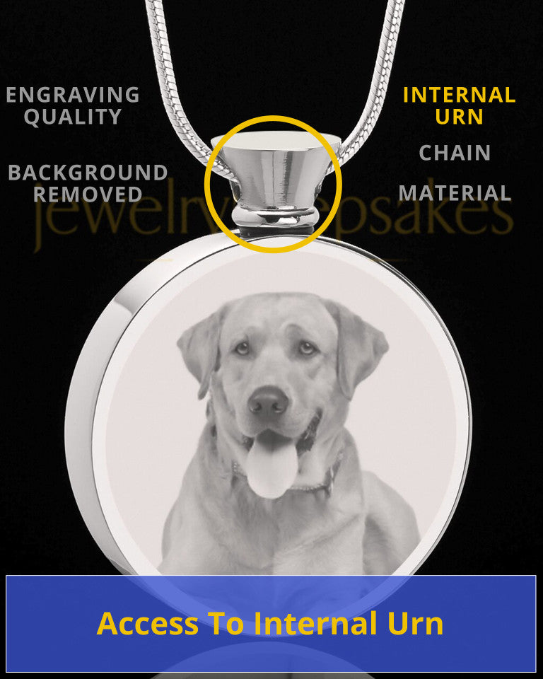 Photo Engraved Pet Cremation Pendant Round Stainless Steel