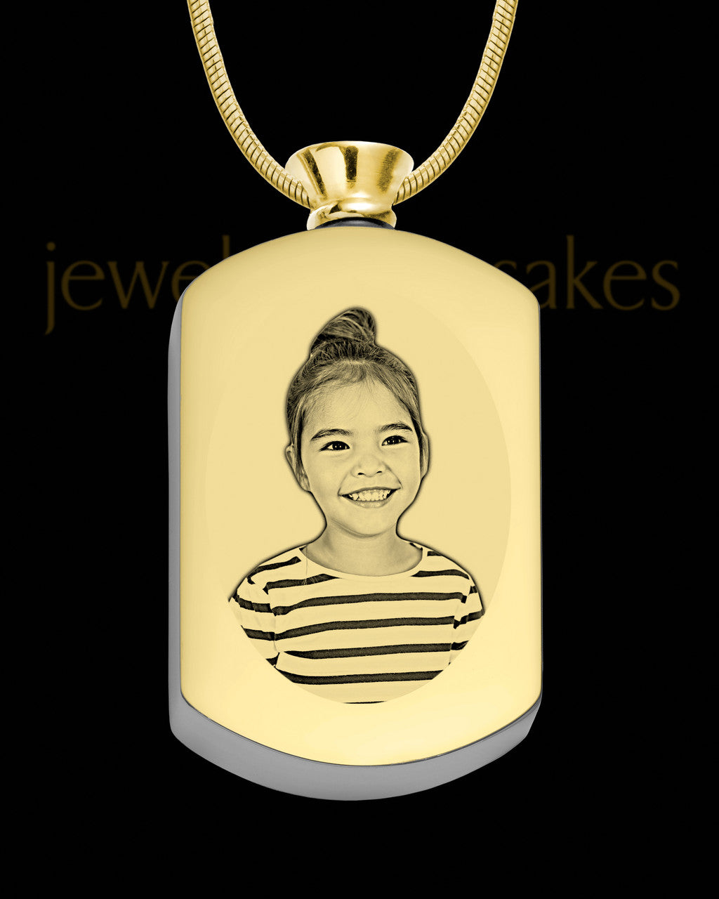 Photo Engraved Gold Plated Stainless Steel Dog Tag Cremation Pendant