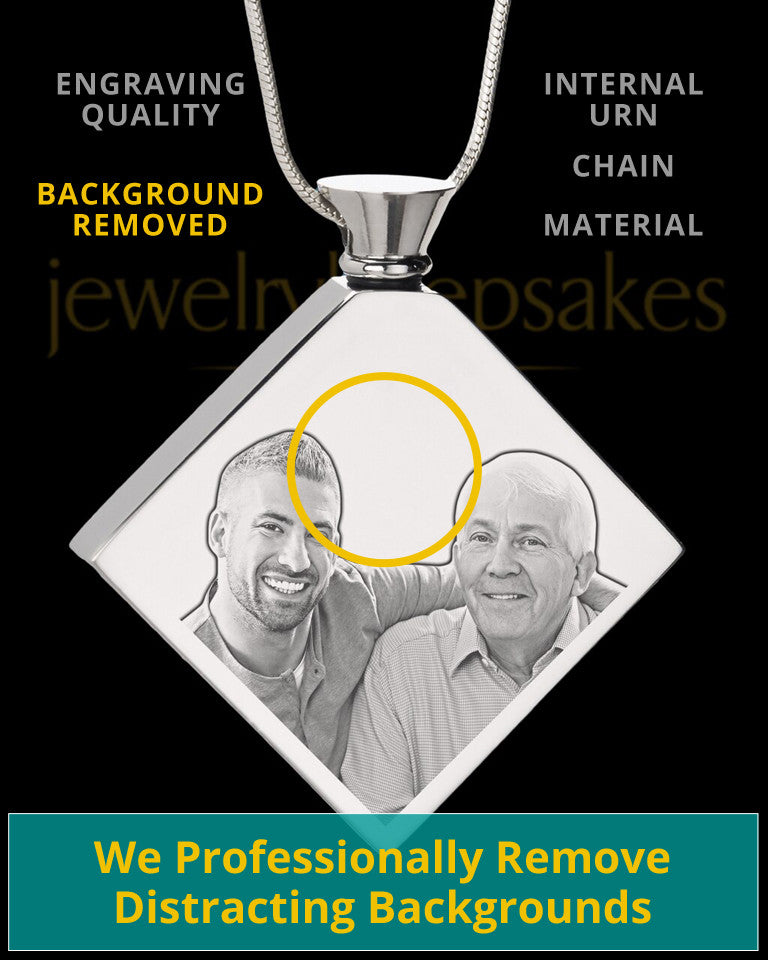 Photo Engraved Diamond Cremation Pendant In Stainless Steel