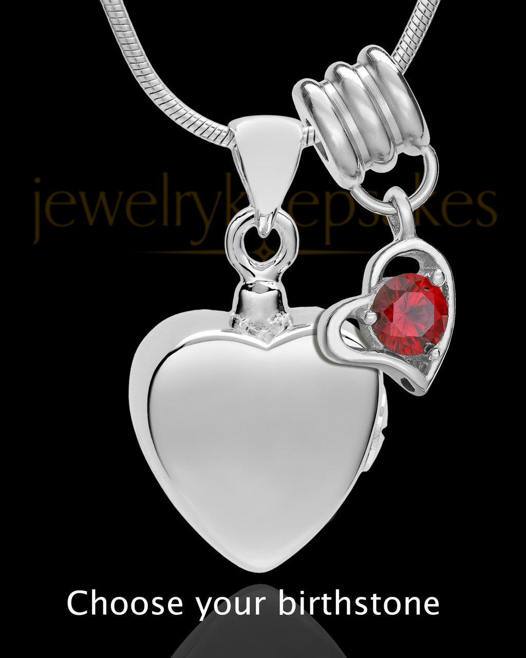 Sterling Silver Gentle Heart With Birthstone Urn Pendant