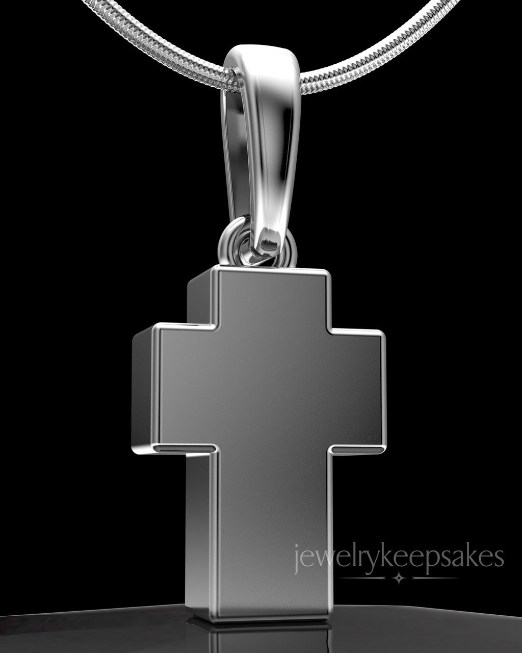 Solid 14K White Gold Blessed Permanently Sealed Waterproof Cross