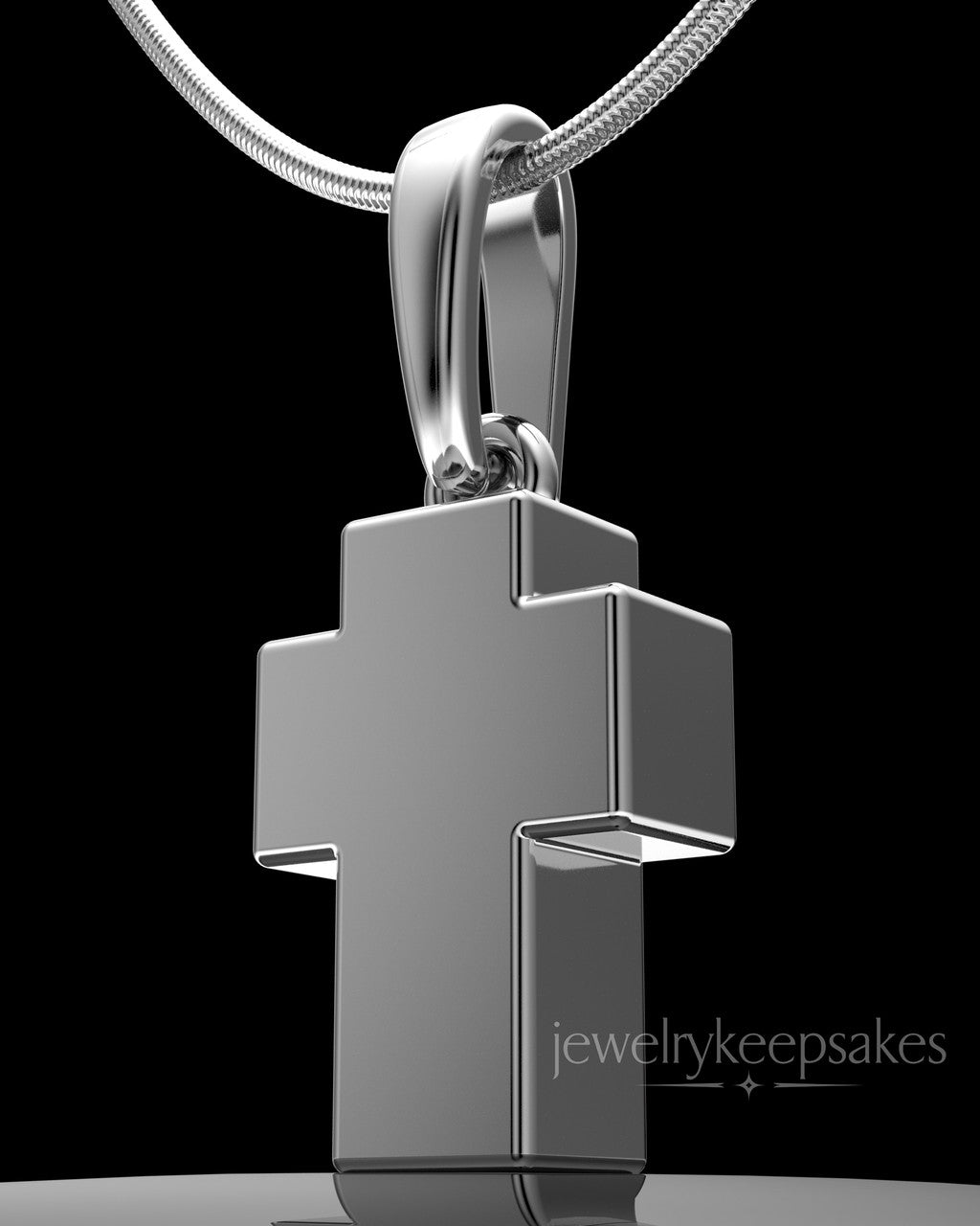 Solid 14K White Gold Blessed Permanently Sealed Waterproof Cross