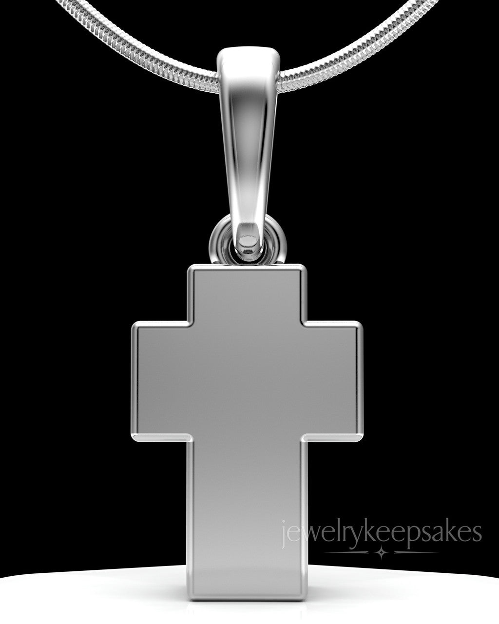 Solid 14K White Gold Blessed Permanently Sealed Waterproof Cross