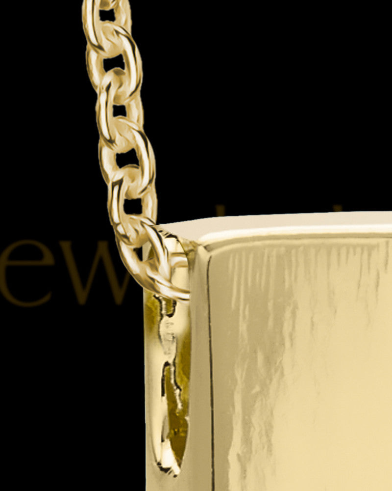 Men's Natural Rectangle Gold Plated Cremation Pendant