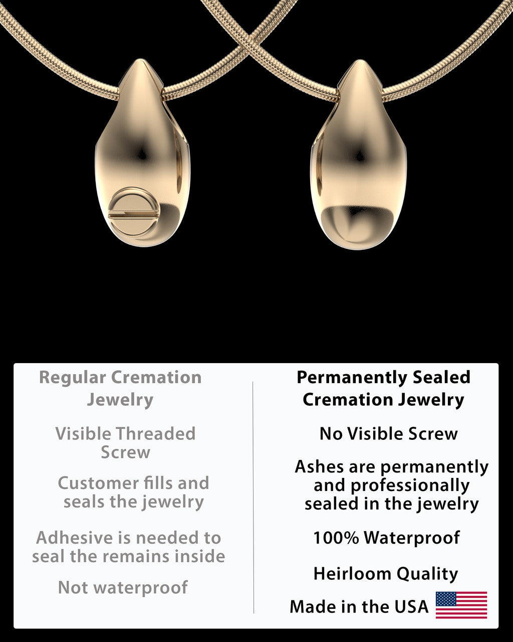 Gold Plated Natural Tear Permanently Sealed Waterproof Jewelry