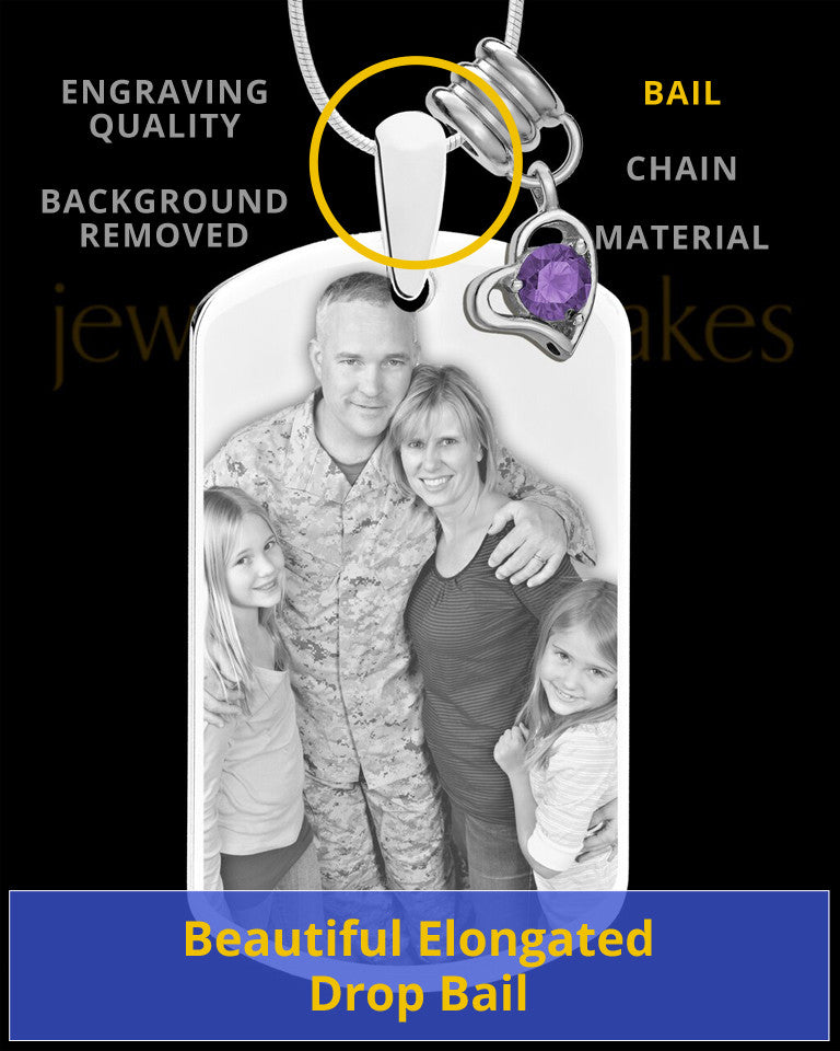 February Photo Engraved Stainless Steel Dog Tag Pendant With Chain