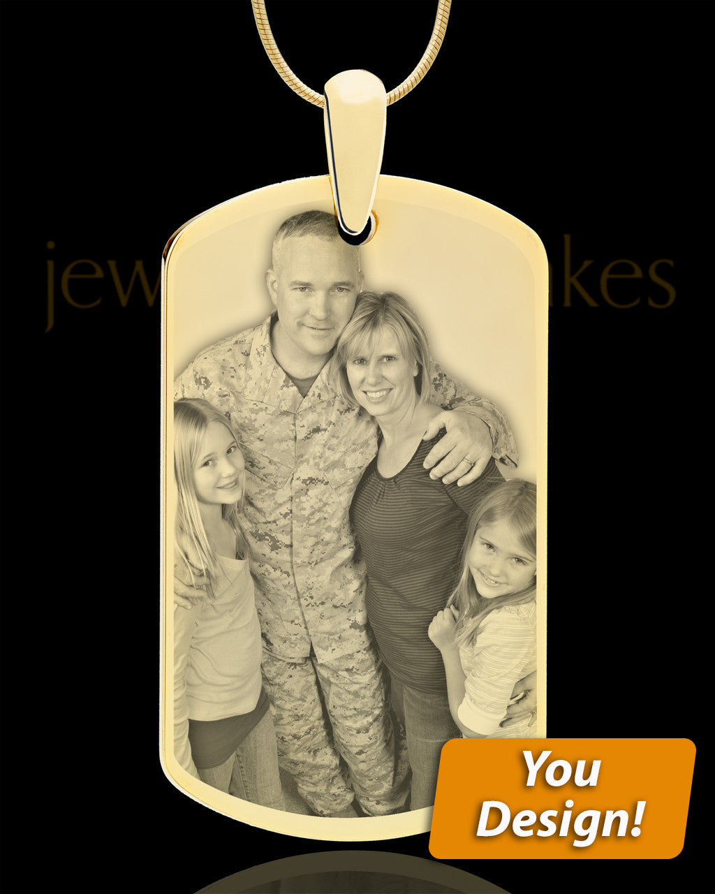 Gold Plated Custom Engraved Photo Dog Tag Necklace