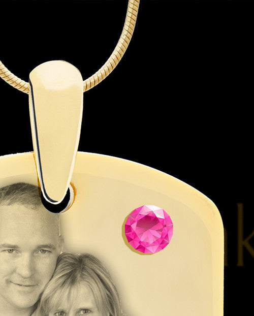 October Gold Dog Tag Photo Pendant