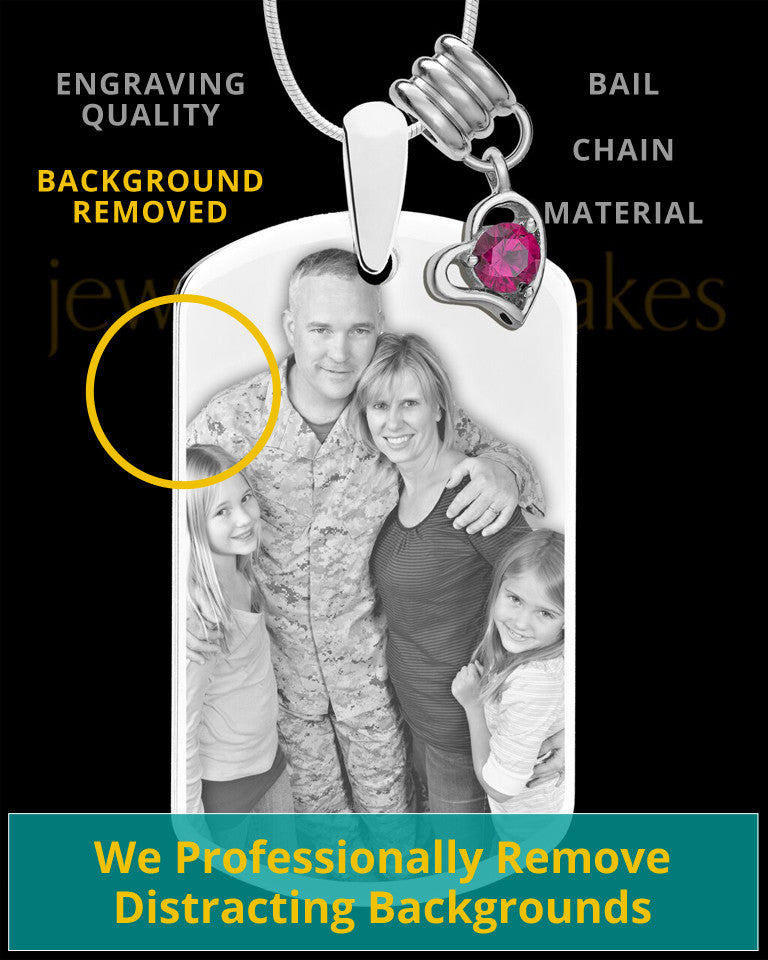 July Photo Engraved Stainless Steel Dog Tag Pendant With Chain