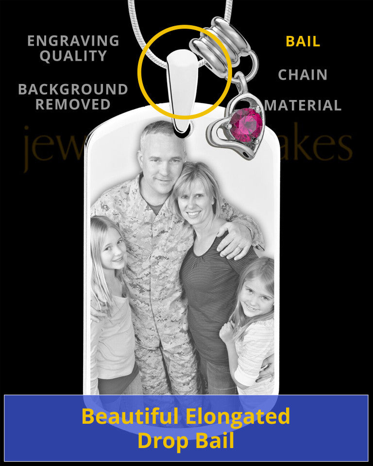 July Photo Engraved Stainless Steel Dog Tag Pendant With Chain