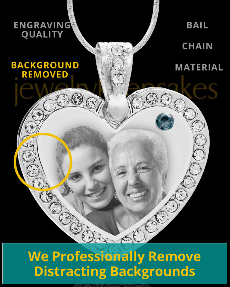 December Gem Heart Birthstone Stainless Photo Pendant