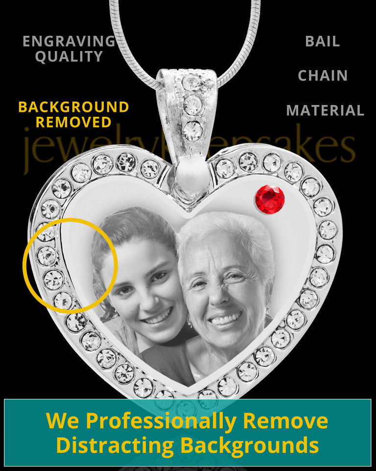 July Gem Heart Birthstone Stainless Photo Pendant