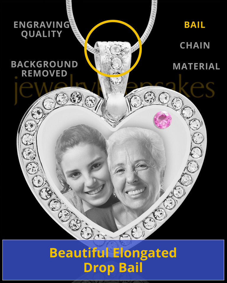 June Gem Heart Birthstone Stainless Photo Pendant