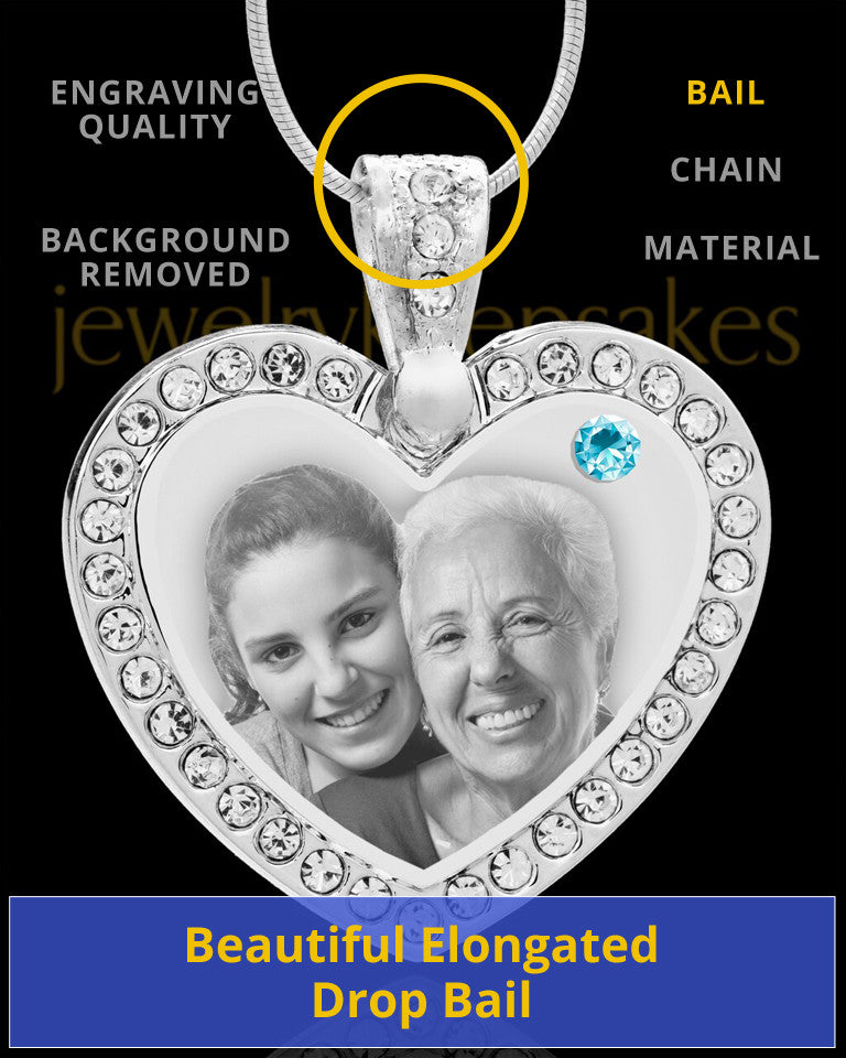 March Gem Heart Birthstone Stainless Photo Pendant