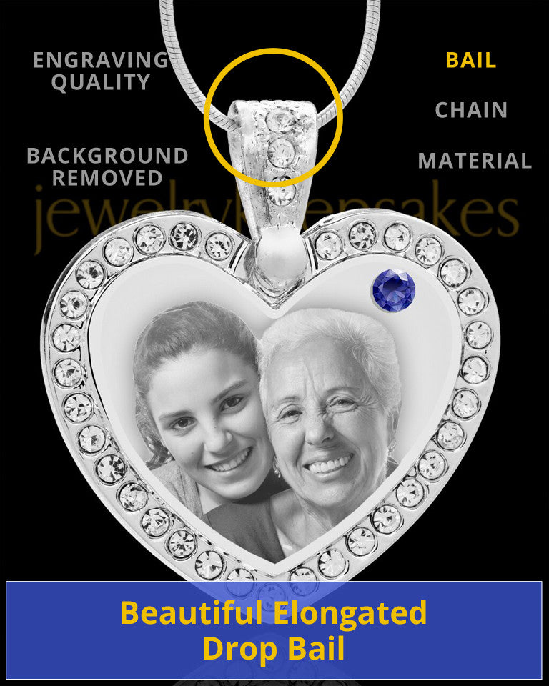September Gem Heart Birthstone Stainless Photo Pendant