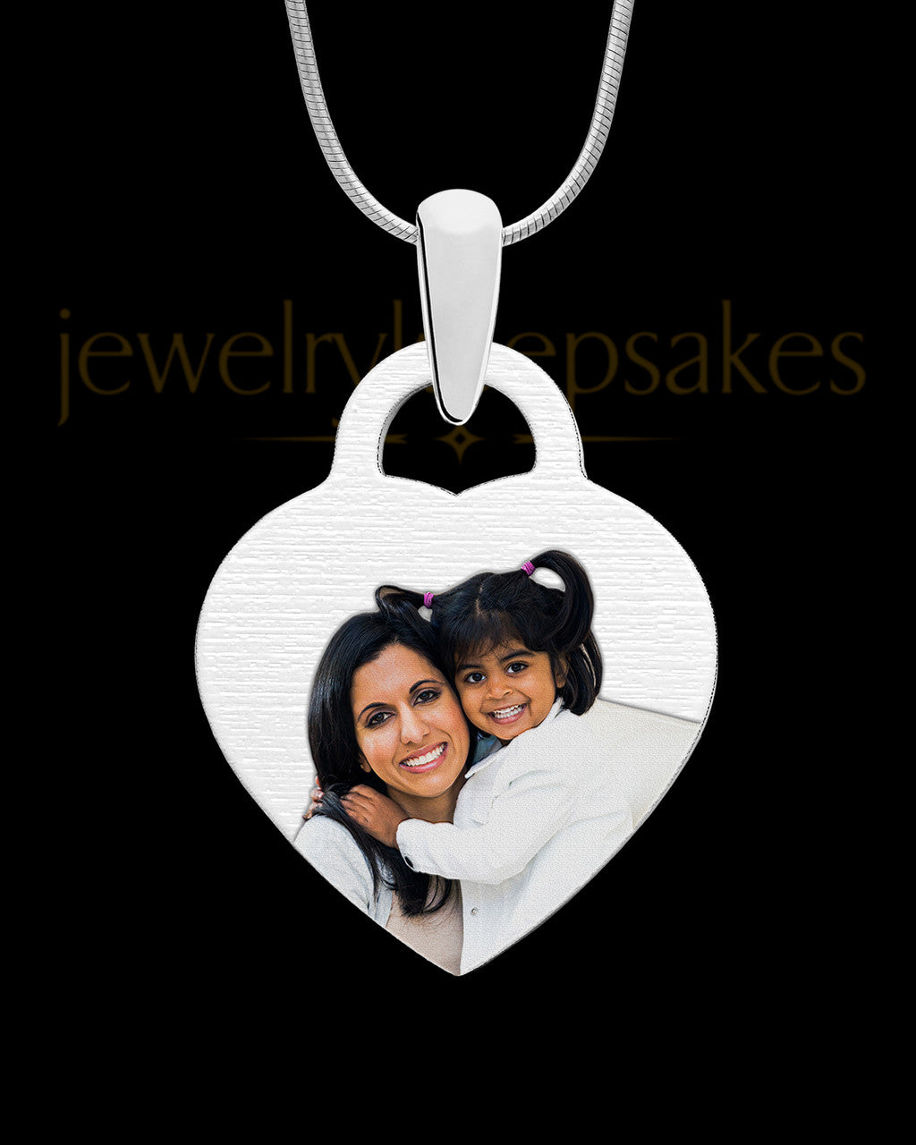 Photo Engraved Small Heart Full Color Pendant Stainless Steel