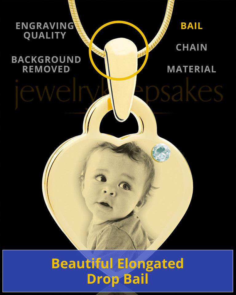 April Gold Small Photo Engraved Heart Pendant