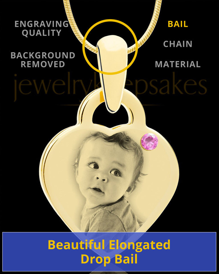 June Gold Small Photo Engraved Heart Pendant