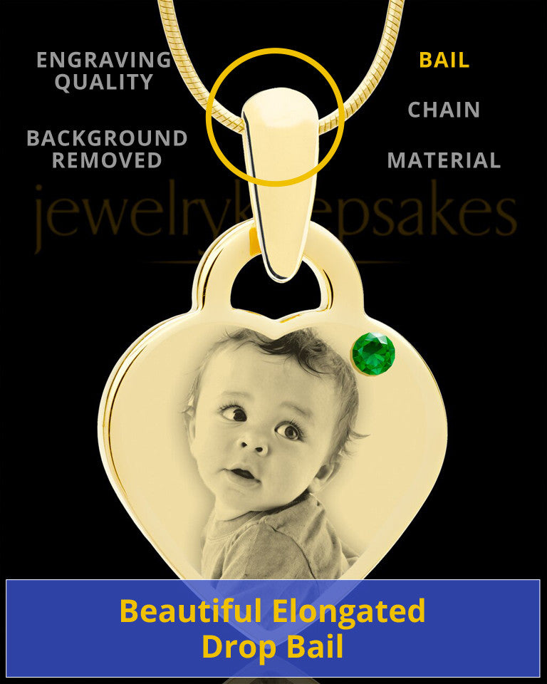 May Gold Small Photo Engraved Heart Pendant