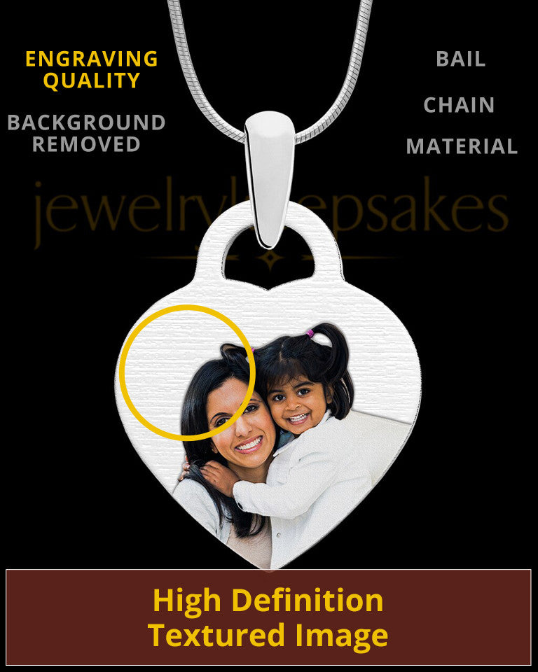 Photo Engraved Small Heart Full Color Pendant Stainless Steel