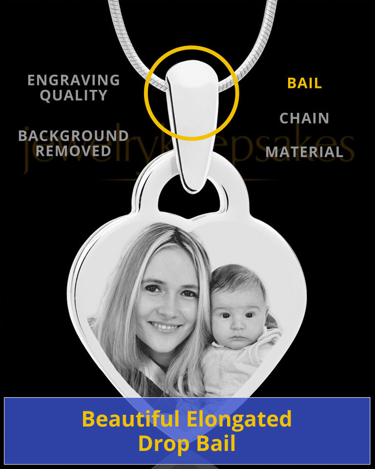 Photo Engraved Small Heart Pendant Stainless Steel