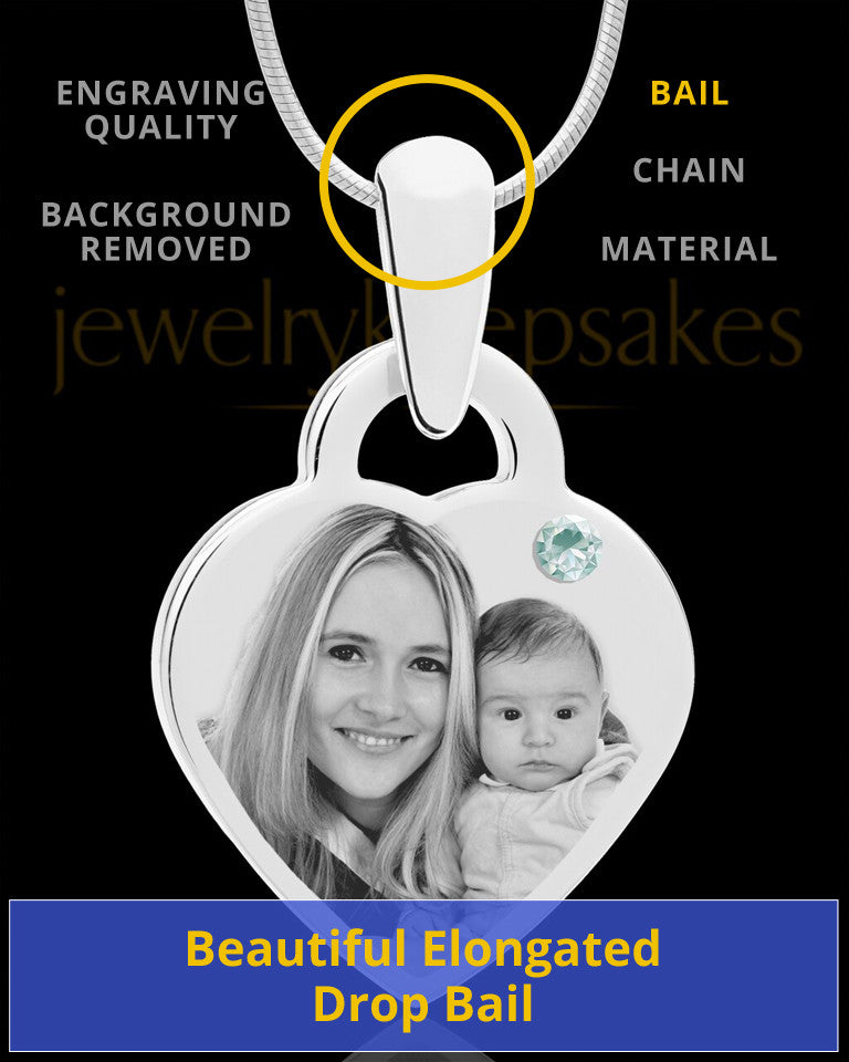 April Small Heart Stainless Photo Engraved Pendant