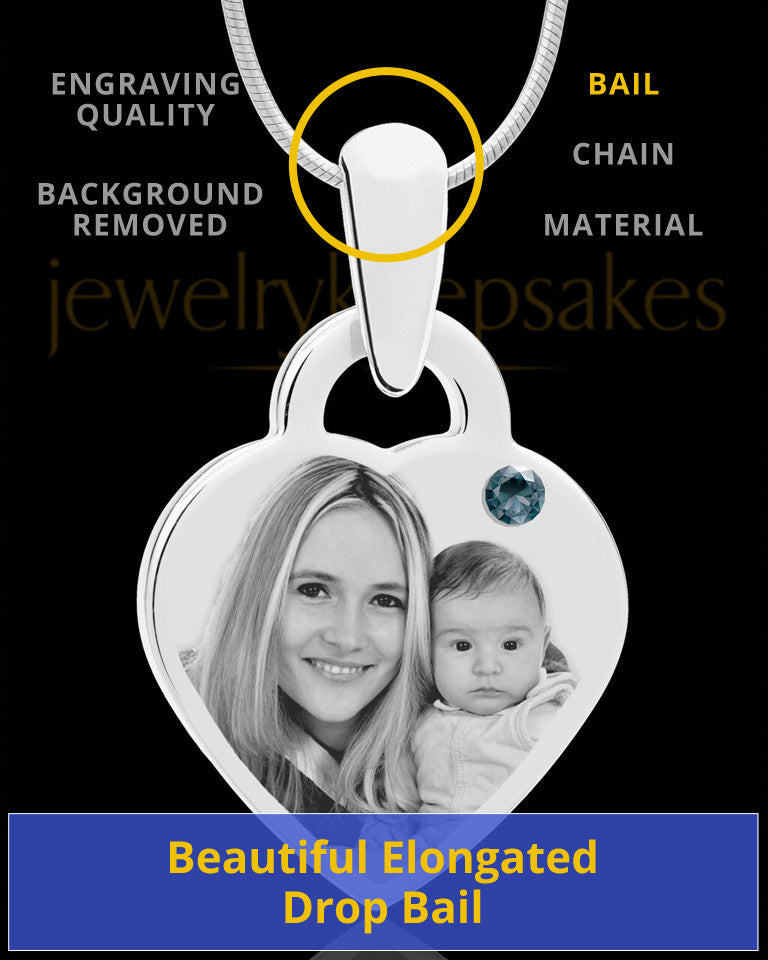 December Small Heart Stainless Photo Engraved Pendant