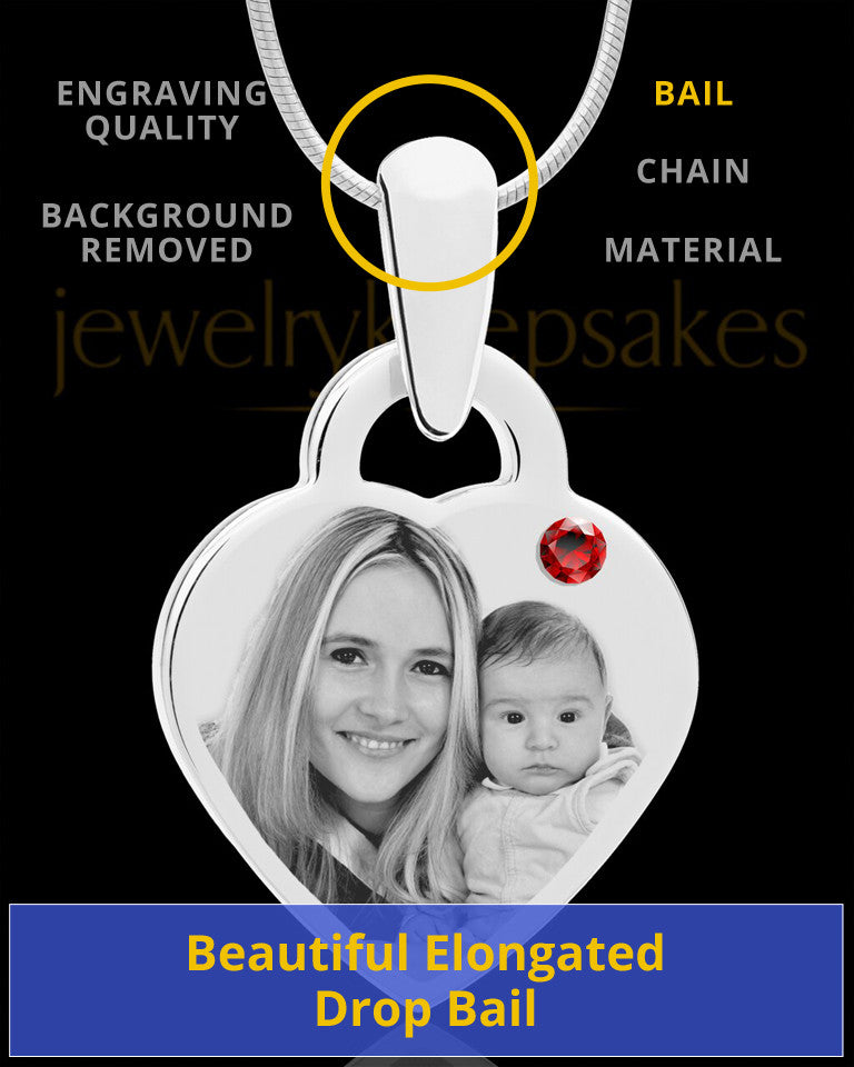 January Small Heart Stainless Photo Engraved Pendant