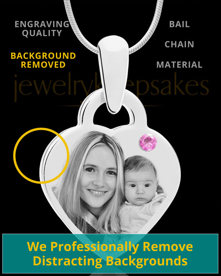 June Small Heart Stainless Photo Engraved Pendant