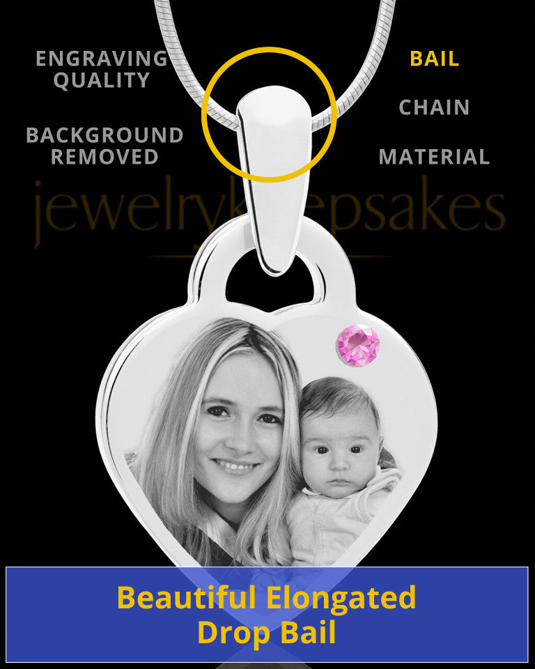 June Small Heart Stainless Photo Engraved Pendant
