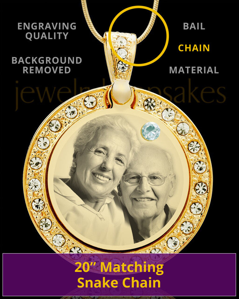 April Gold Gem Circle Birthstone Photo Pendant