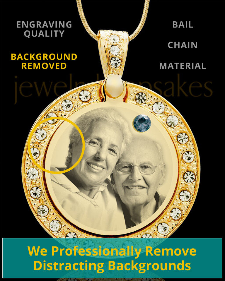December Gold Gem Circle Birthstone Photo Pendant