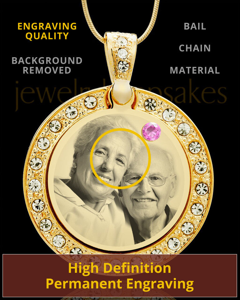 June Gold Gem Circle Birthstone Photo Pendant