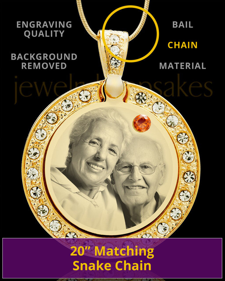November Gold Gem Circle Birthstone Photo Pendant