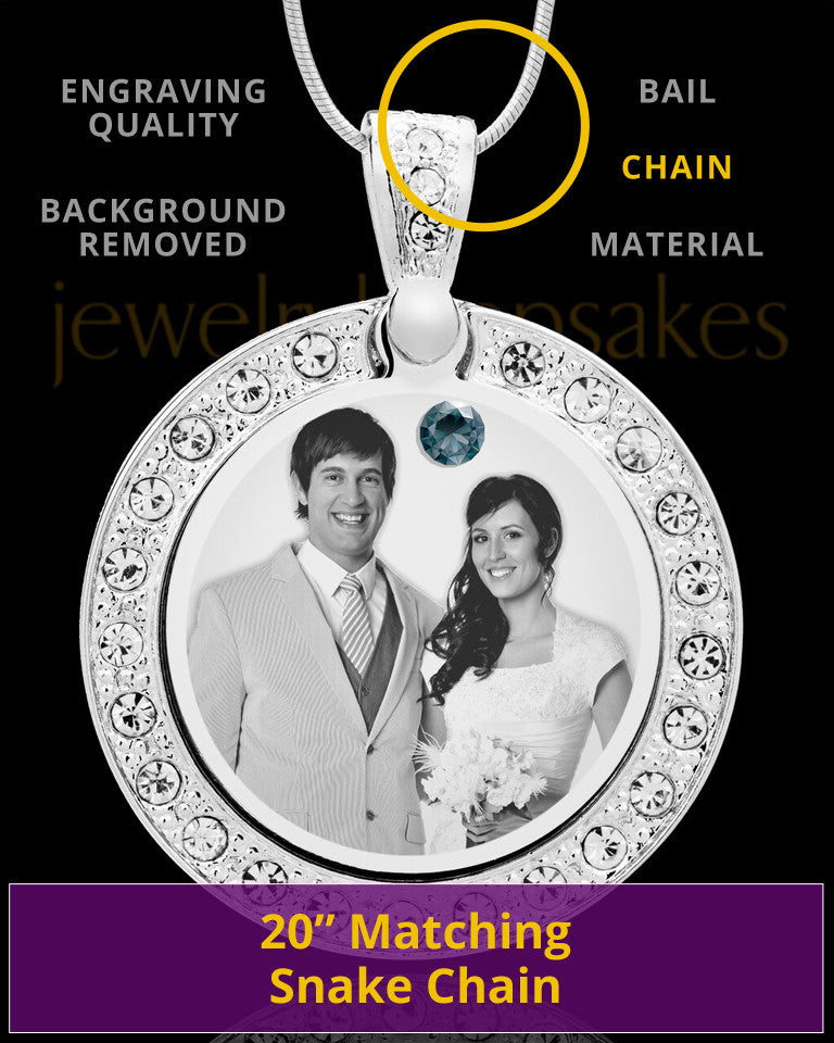 December Birthstone Gem Circle Photo Engraved Pendant